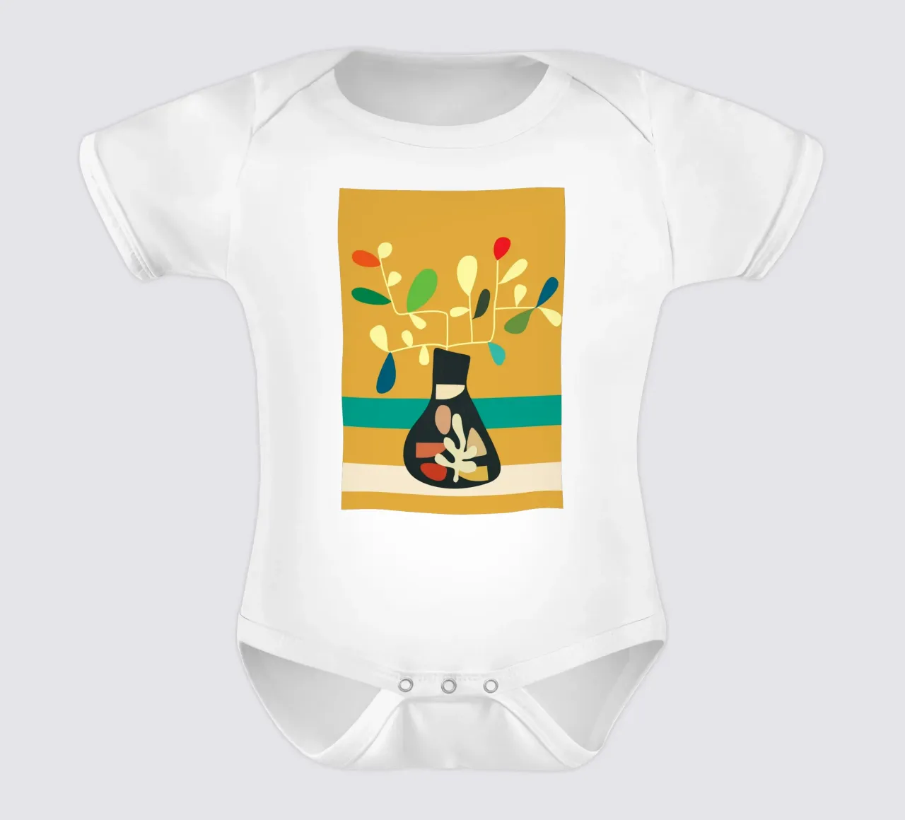 Vase of Vibrance 6 short-sleeve baby romper by Nadjaa