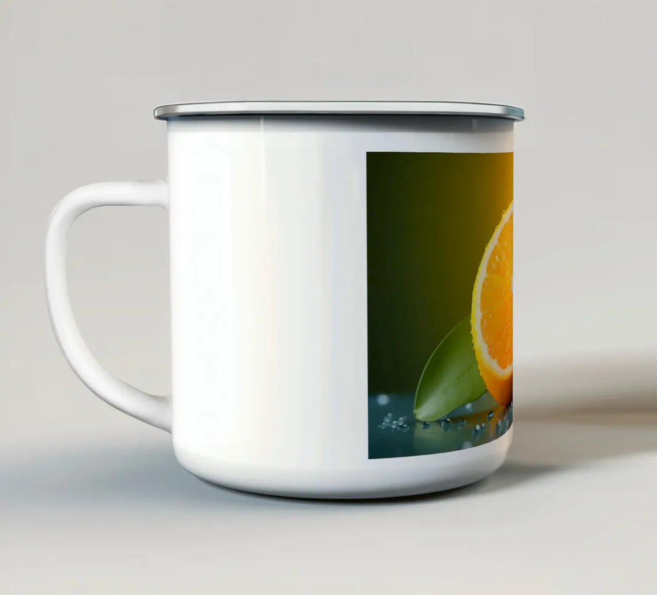 Orange is the new healthy enamel mug by M-Ulrich-Digital Art
