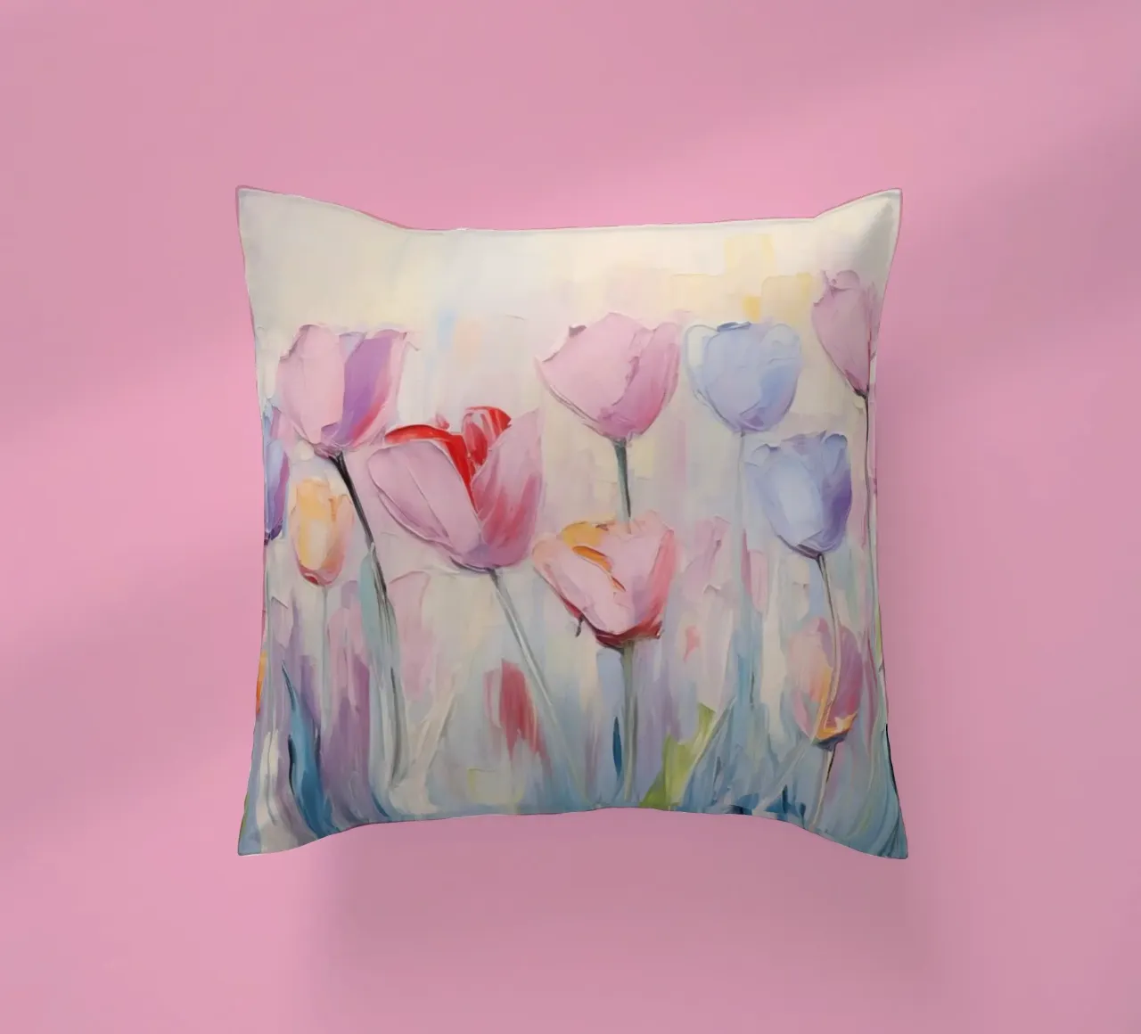 Tulips in soft pink colours decorative cushion by Imagine