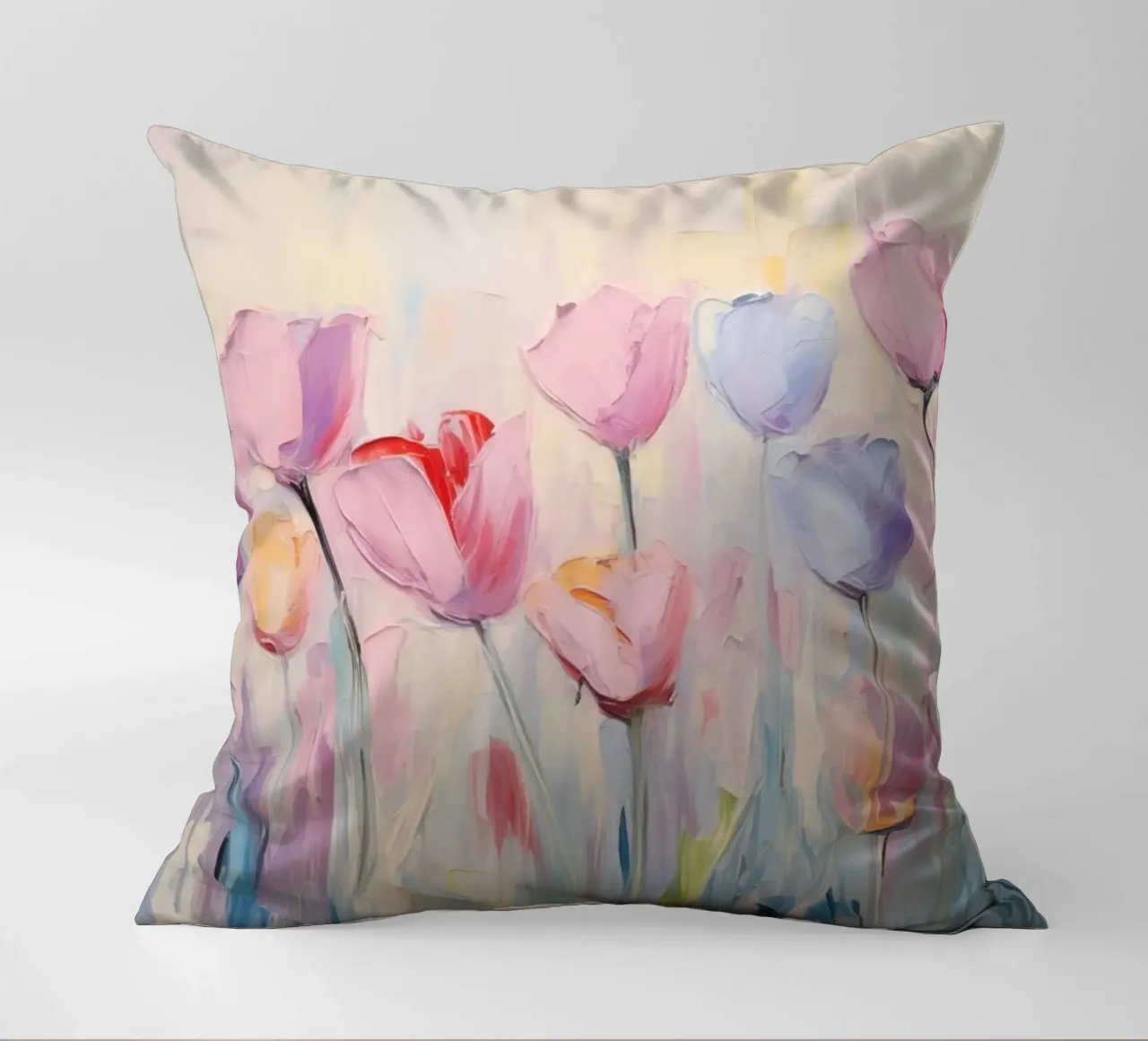 Tulips in soft pink colours decorative cushion by Imagine