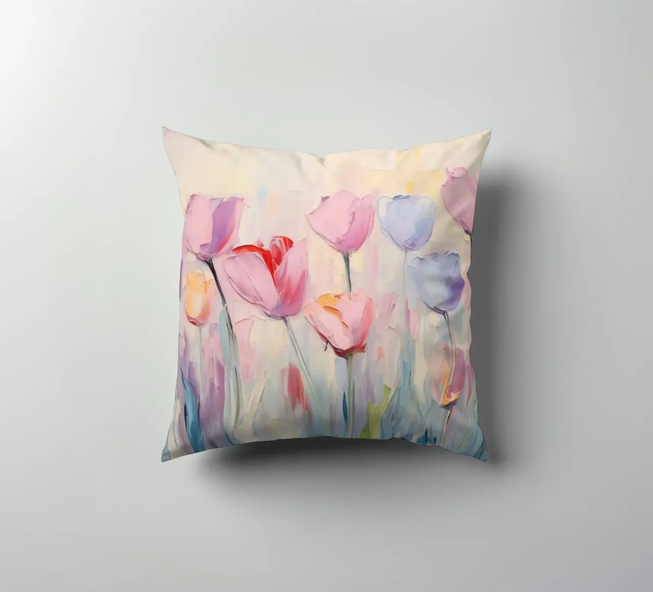 Tulips in soft pink colours decorative cushion by Imagine