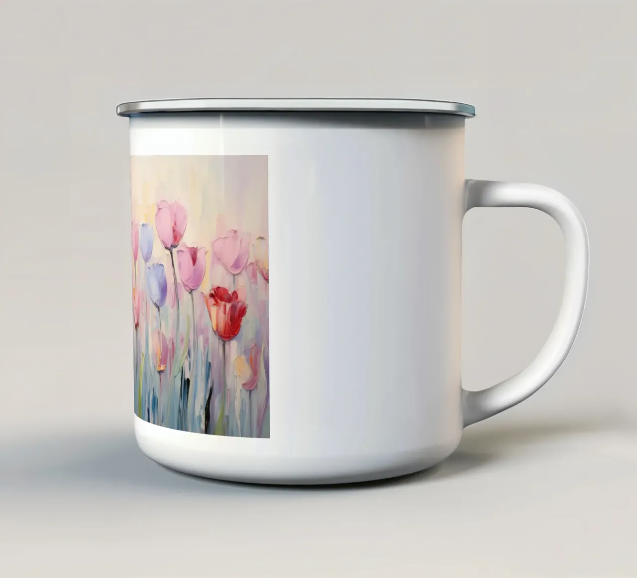 Tulipani nei colori rosa tenue tazza in smalto da Imagine