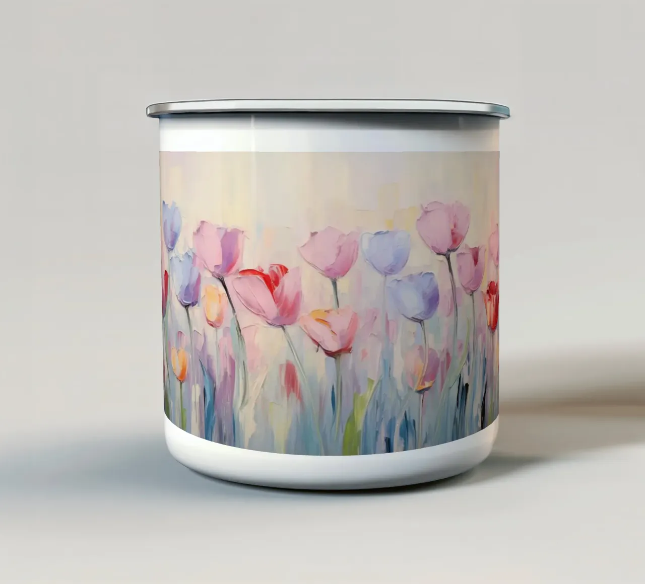 Tulipani nei colori rosa tenue tazza in smalto da Imagine