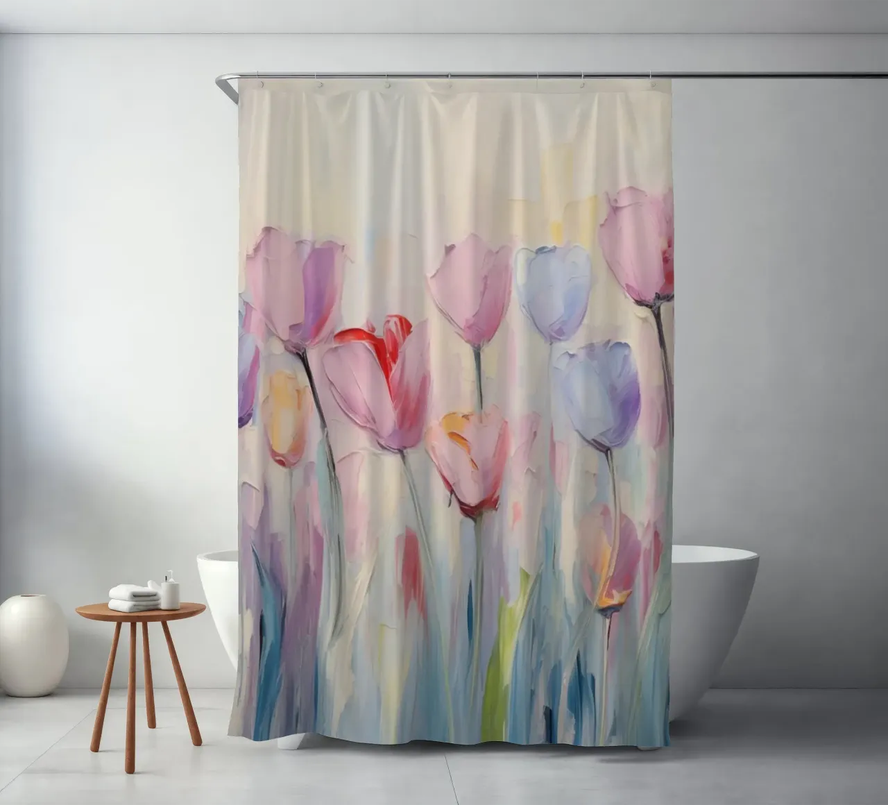 Tulips in soft pink colours shower curtain by Imagine