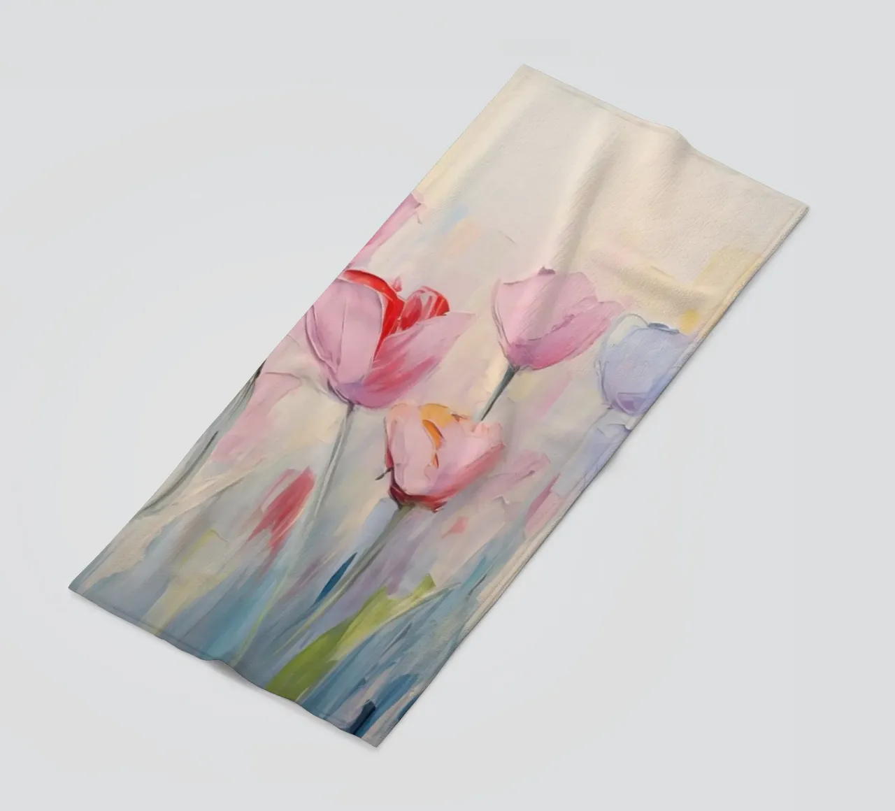 Tulips in soft pink colours beach towel by Imagine
