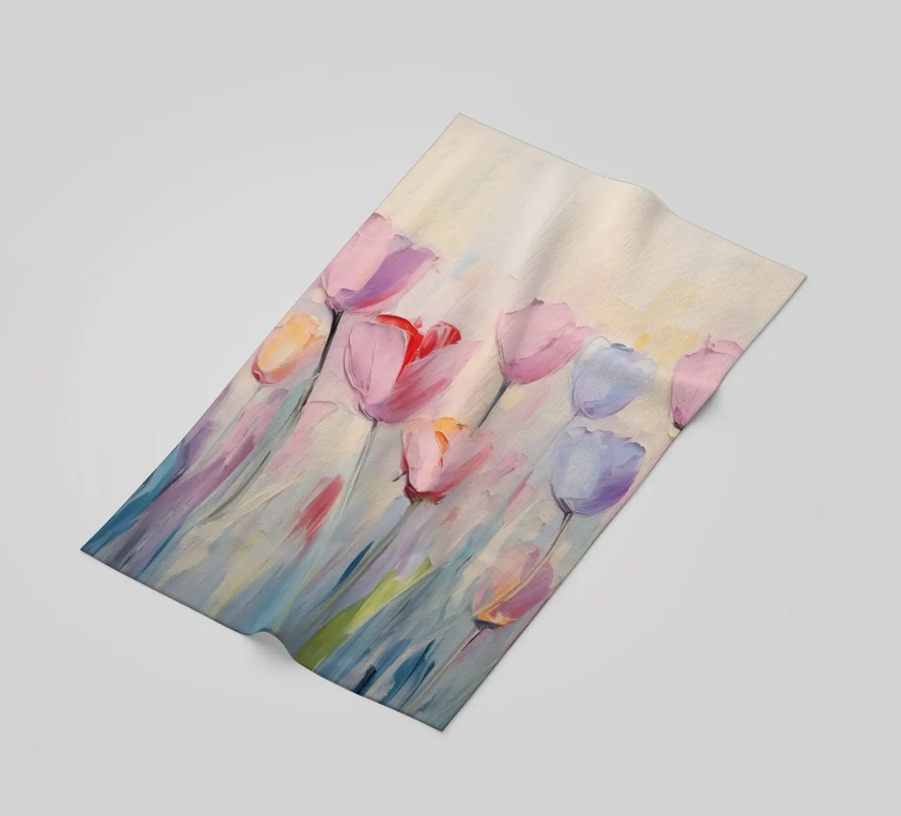 Tulips in soft pink colours beach towel by Imagine