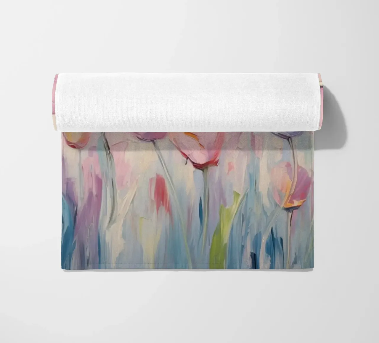 Tulips in soft pink colours beach towel by Imagine