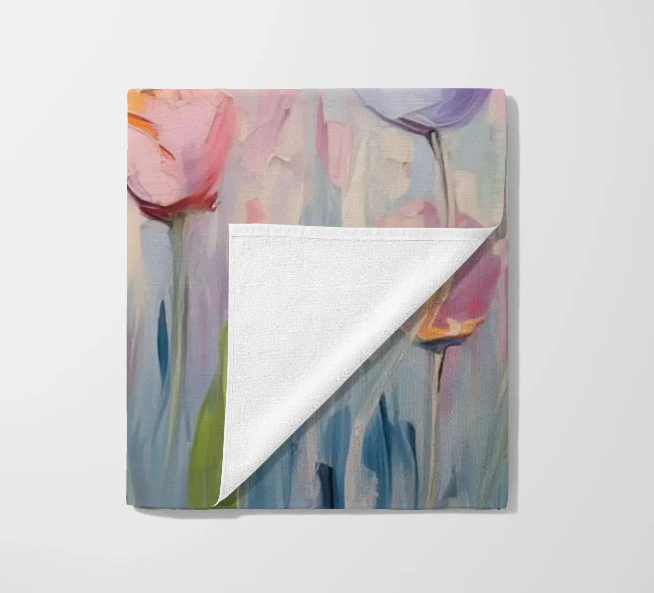 Tulips in soft pink colours beach towel by Imagine