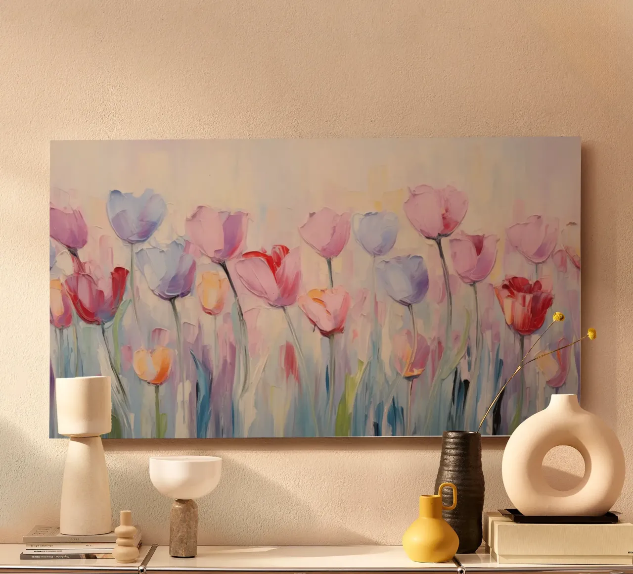 Tulips in soft pink colours forex plate by Imagine