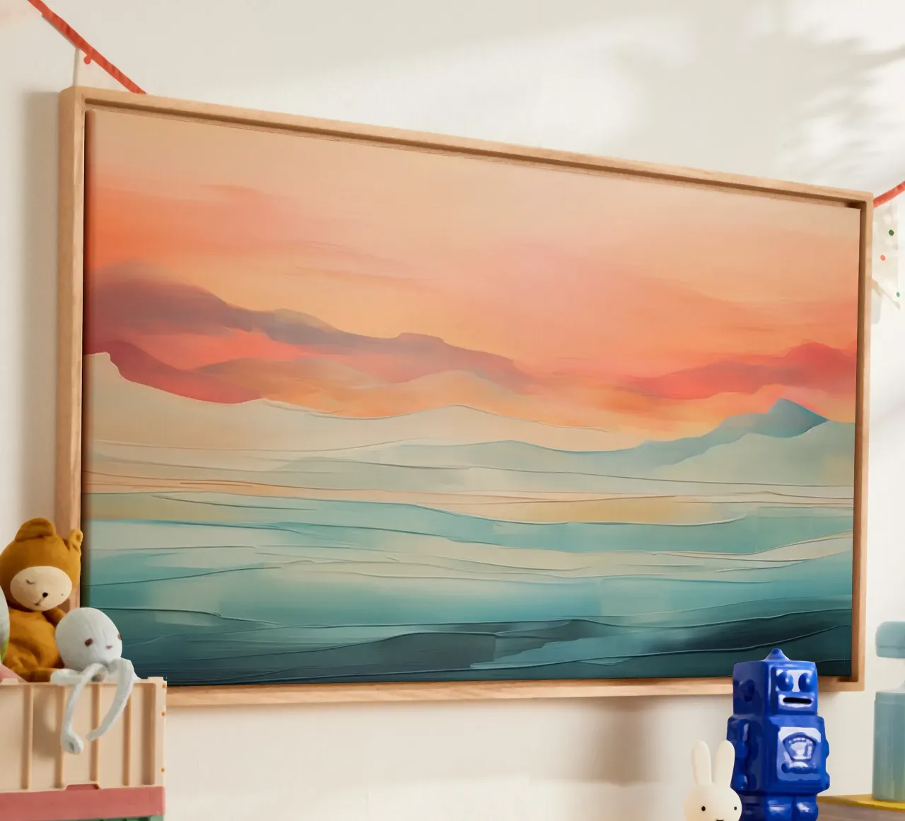 Abstract landschap canvas met Baklijst van Imagine