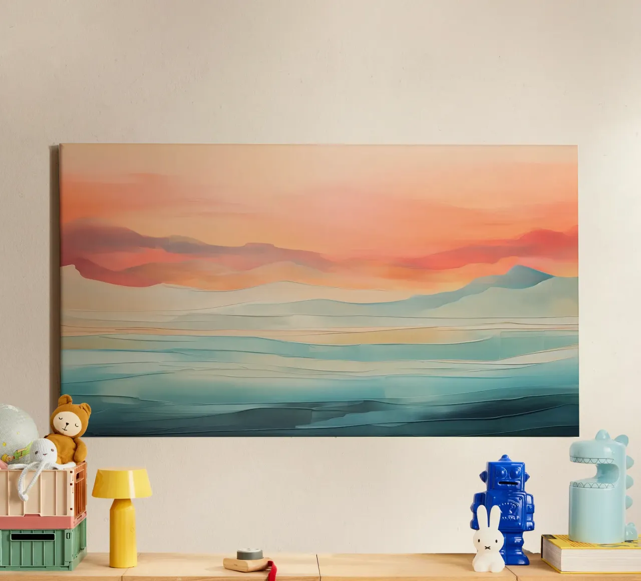 Abstract landschap canvas met Baklijst van Imagine
