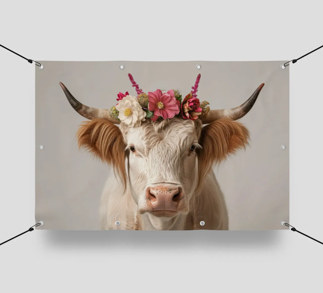 Mucca con fiori telo in pvc da Imagine