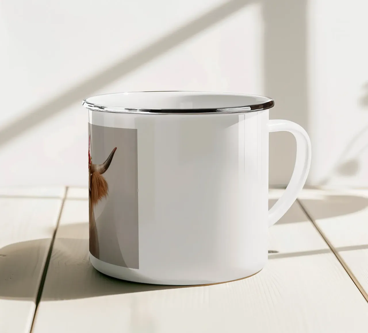 Mucca con fiori tazza in smalto da Imagine
