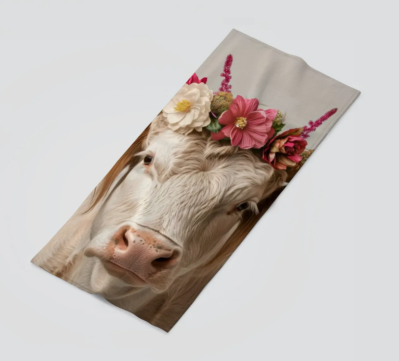 Mucca con fiori telo mare da Imagine