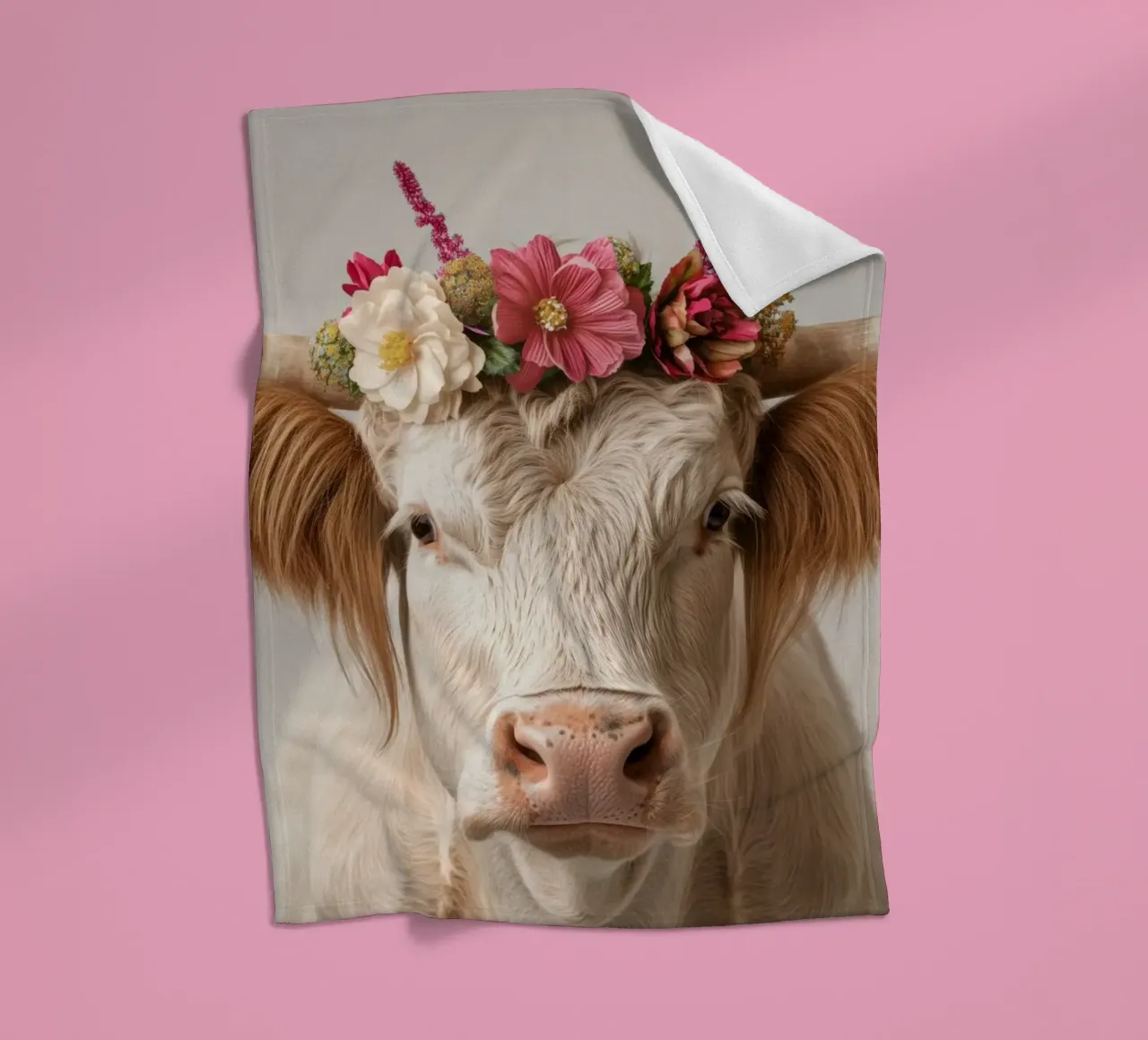 Mucca con fiori coperta in pile da Imagine