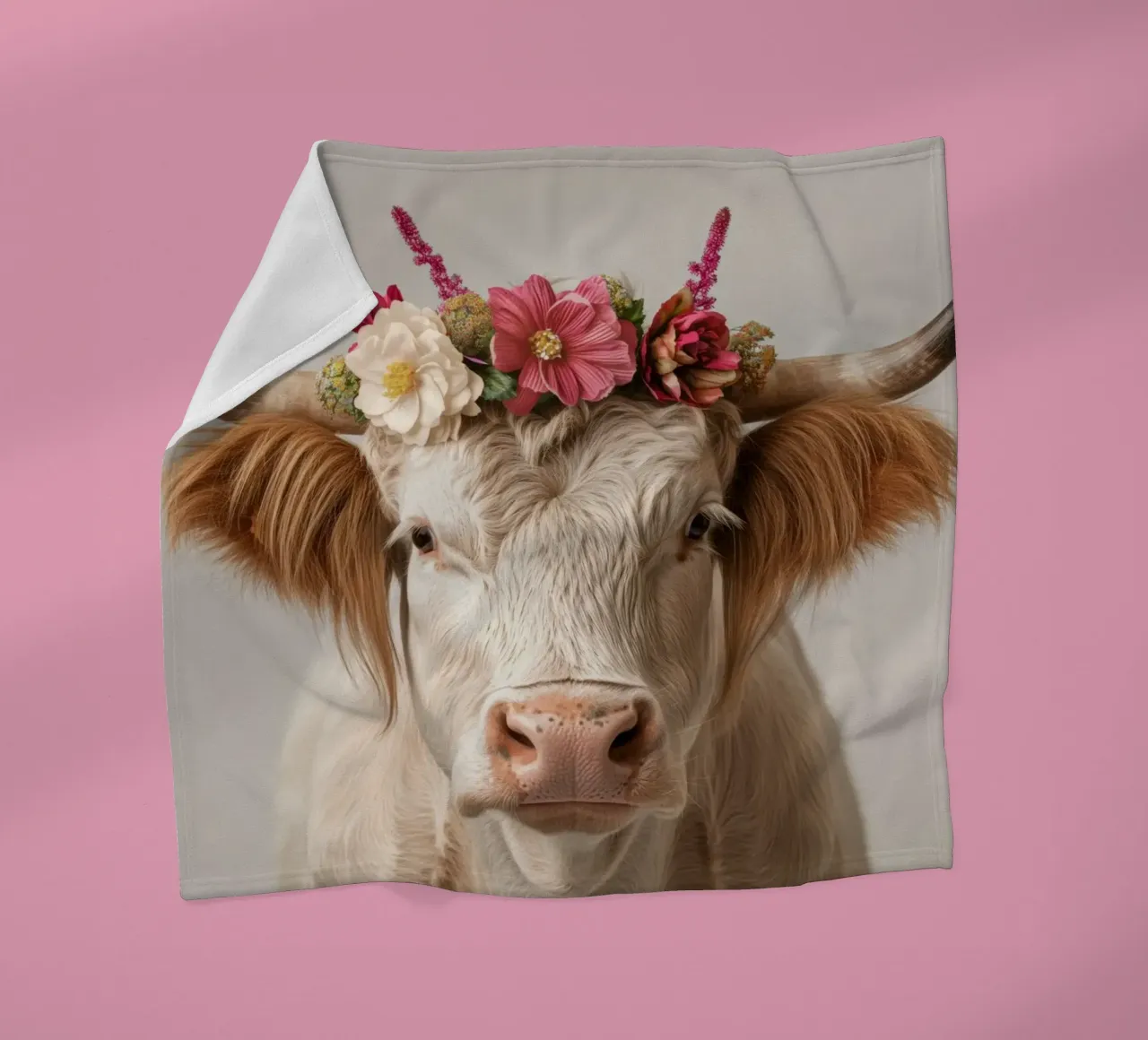 Mucca con fiori coperta in pile da Imagine