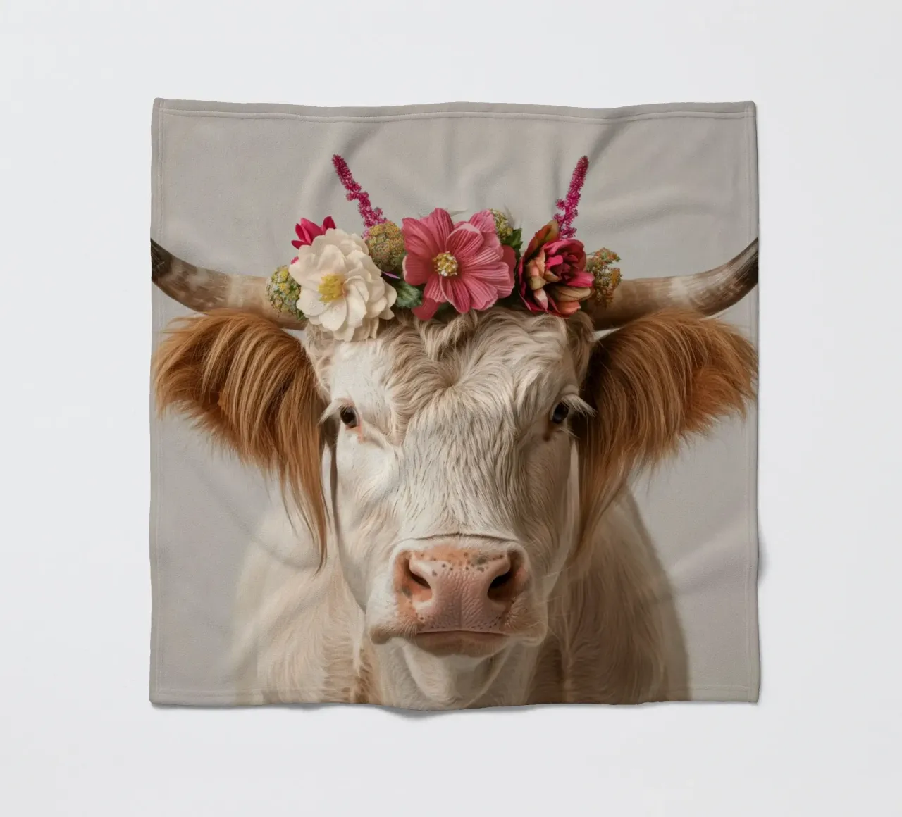 Mucca con fiori coperta in pile da Imagine