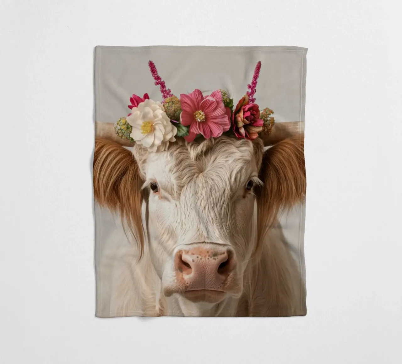 Mucca con fiori coperta in pile da Imagine
