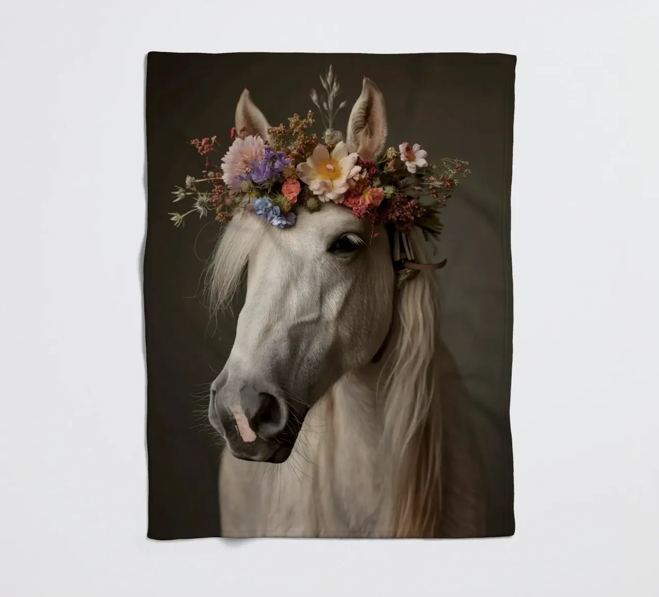 Cavallo con fiori coperta in pile da Imagine