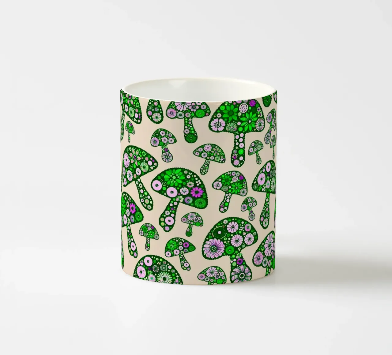 Funghi floreali verdi e rosa tazza in ceramica da SilverPegasus