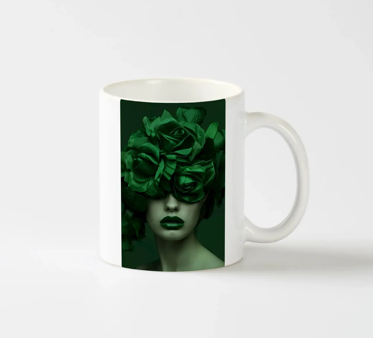 Ritratto femminile in verde tazza in ceramica da Imagine