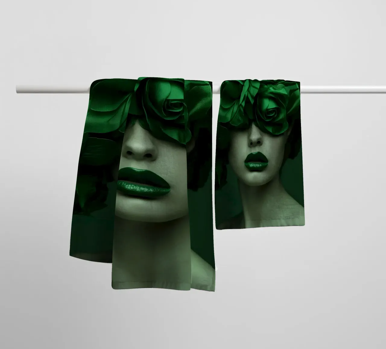 Ritratto femminile in verde asciugamano da bagno da Imagine