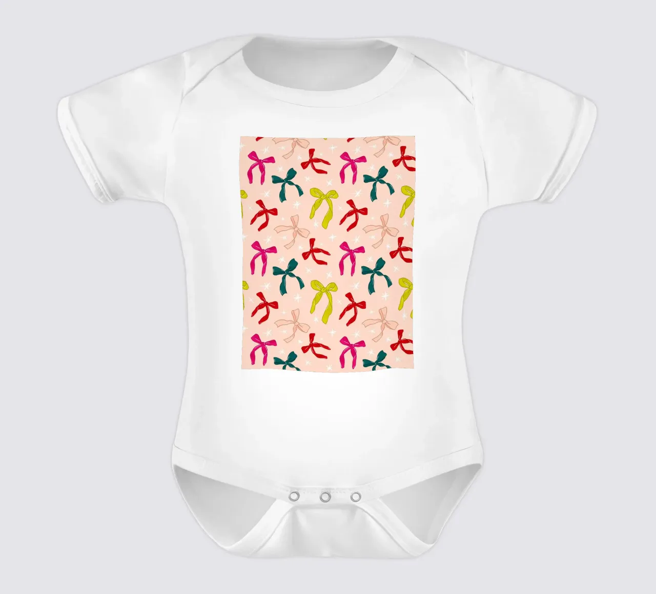Colorful Bows Pattern on Soft Peach Background body neonato maniche corte da showmemars
