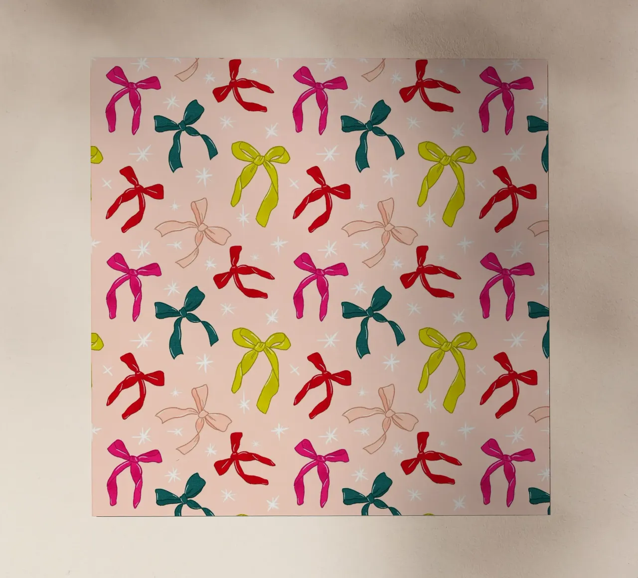 Colorful Bows Pattern on Soft Peach Background pellicola backlit da showmemars