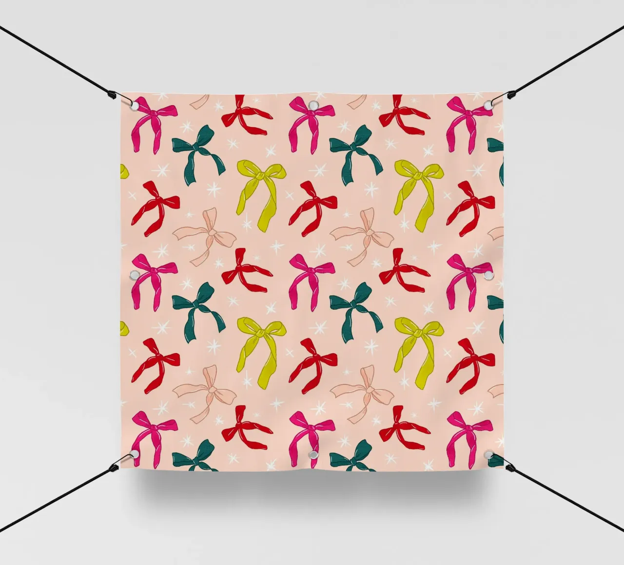 Colorful Bows Pattern on Soft Peach Background telo in pvc da showmemars