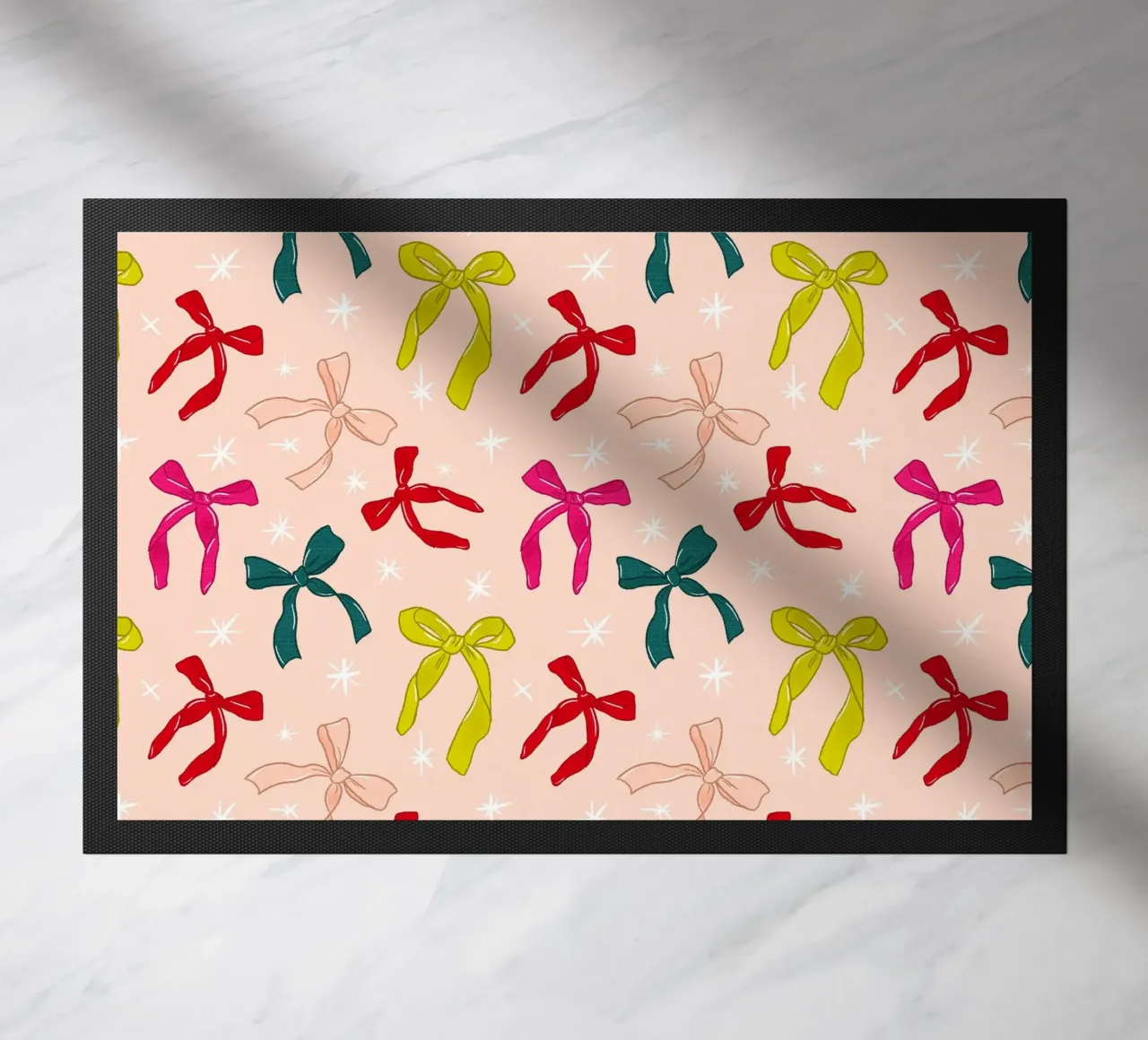 Colorful Bows Pattern on Soft Peach Background zerbino da showmemars