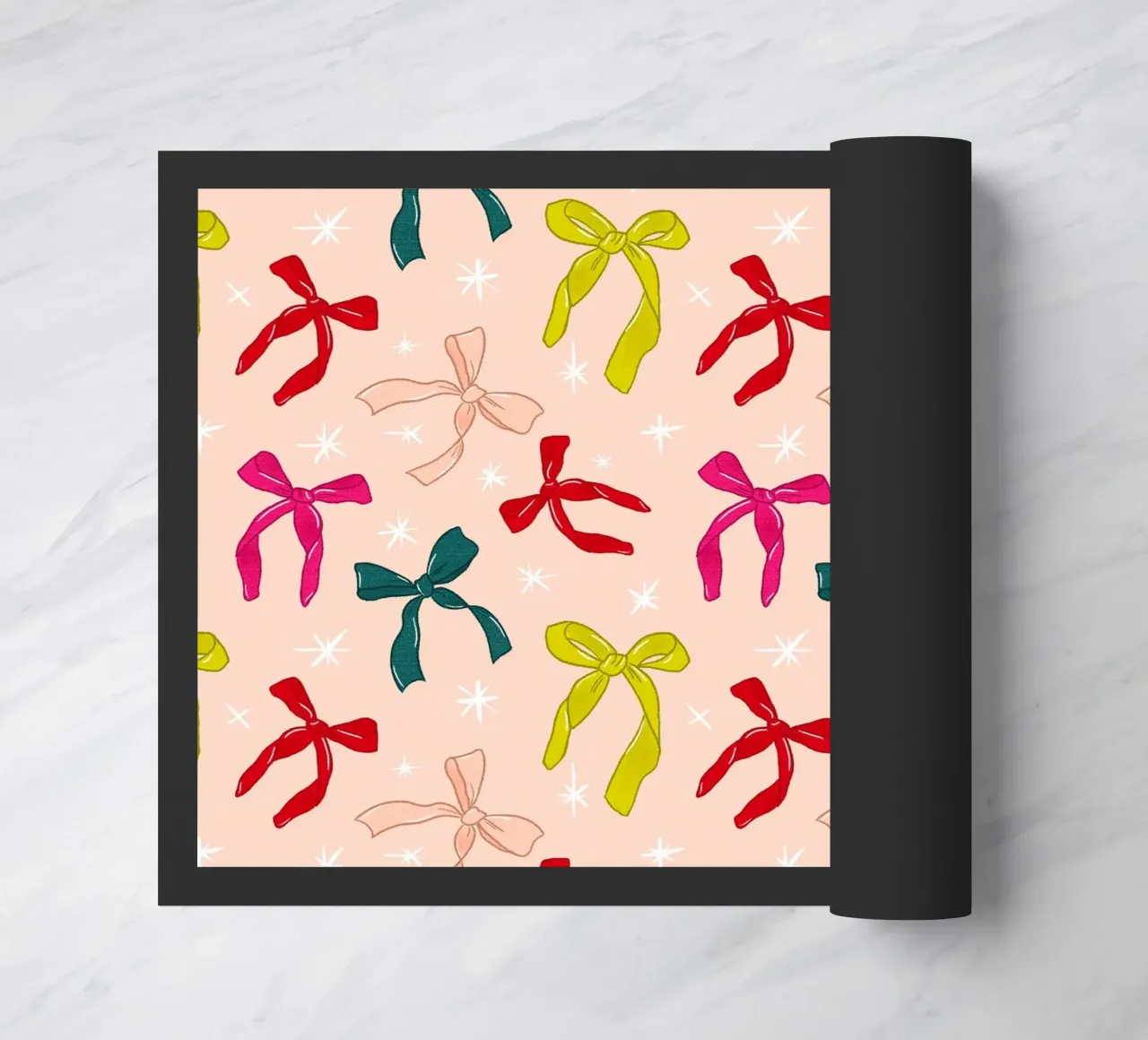 Colorful Bows Pattern on Soft Peach Background zerbino da showmemars