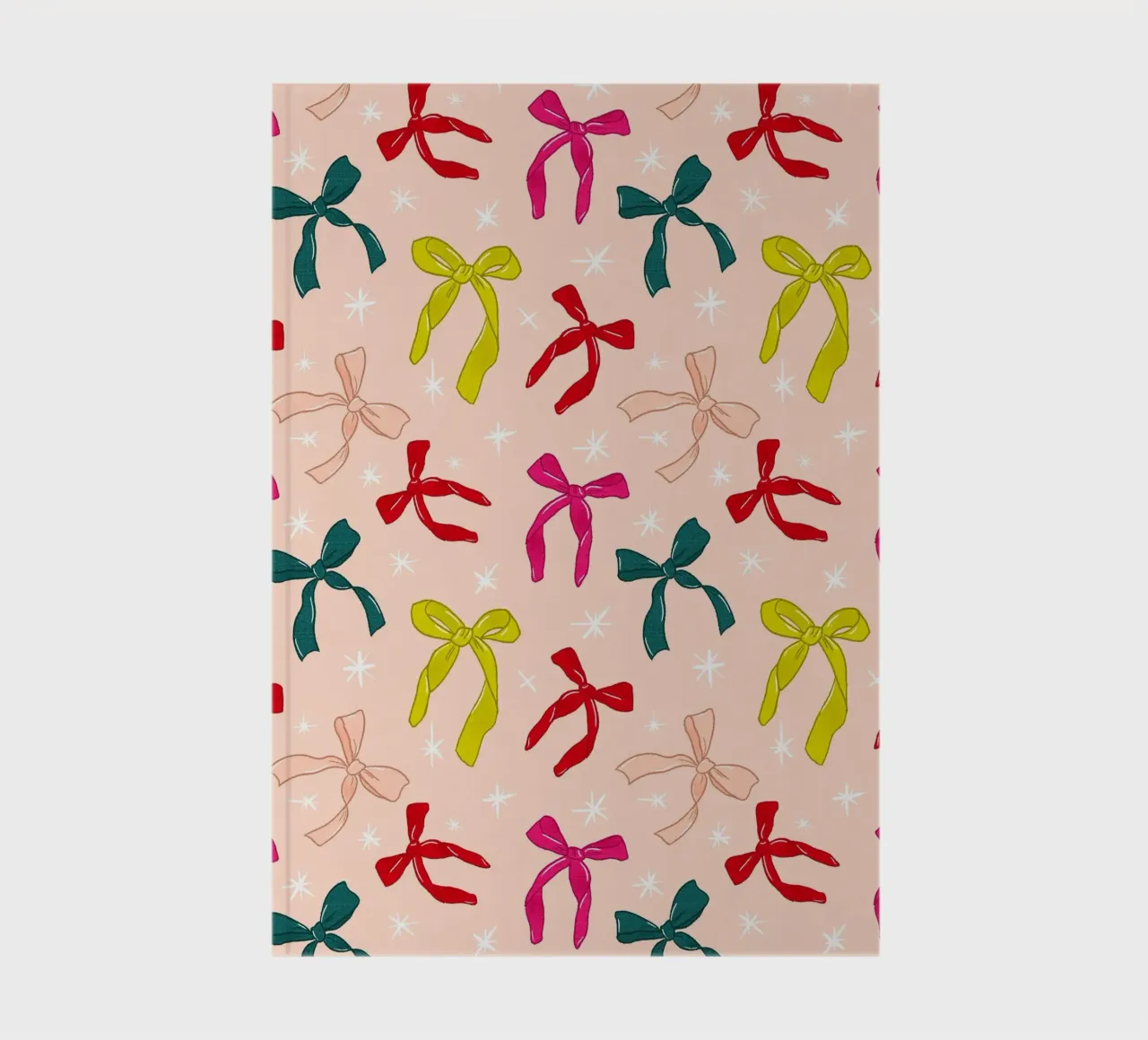 Colorful Bows Pattern on Soft Peach Background notebook by showmemars