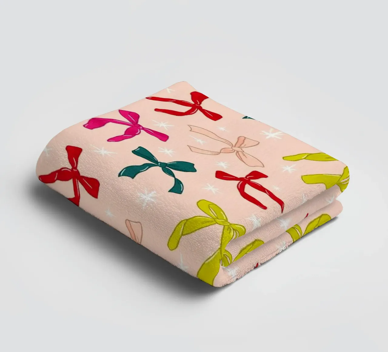 Colorful Bows Pattern on Soft Peach Background asciugamano da bagno da showmemars