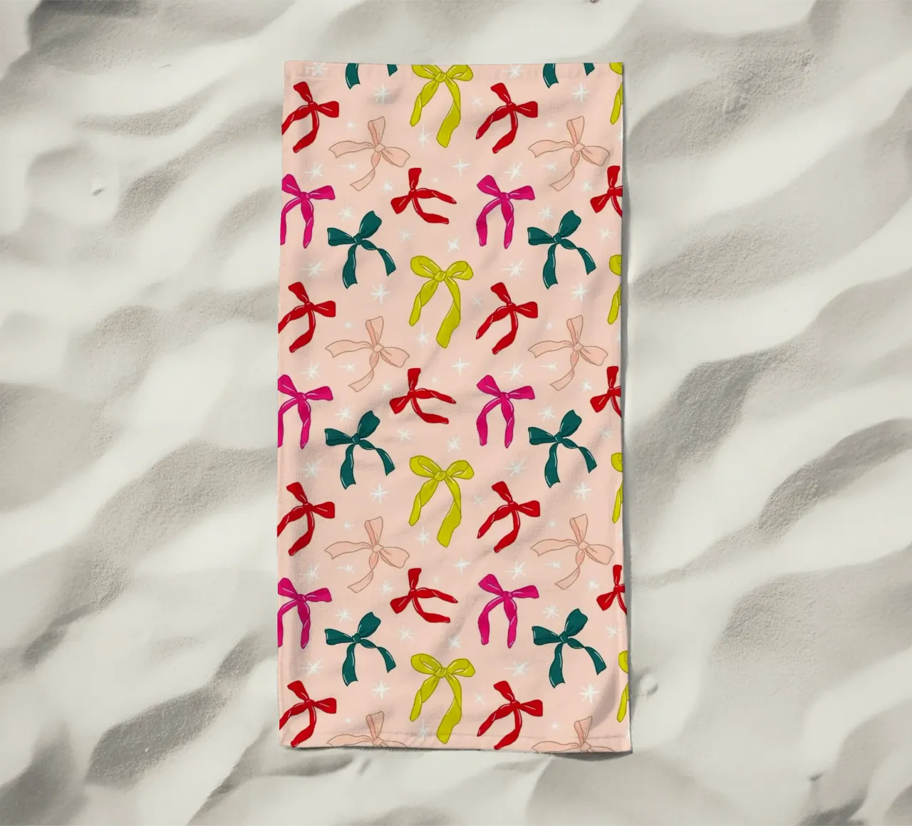 Colorful Bows Pattern on Soft Peach Background telo mare da showmemars