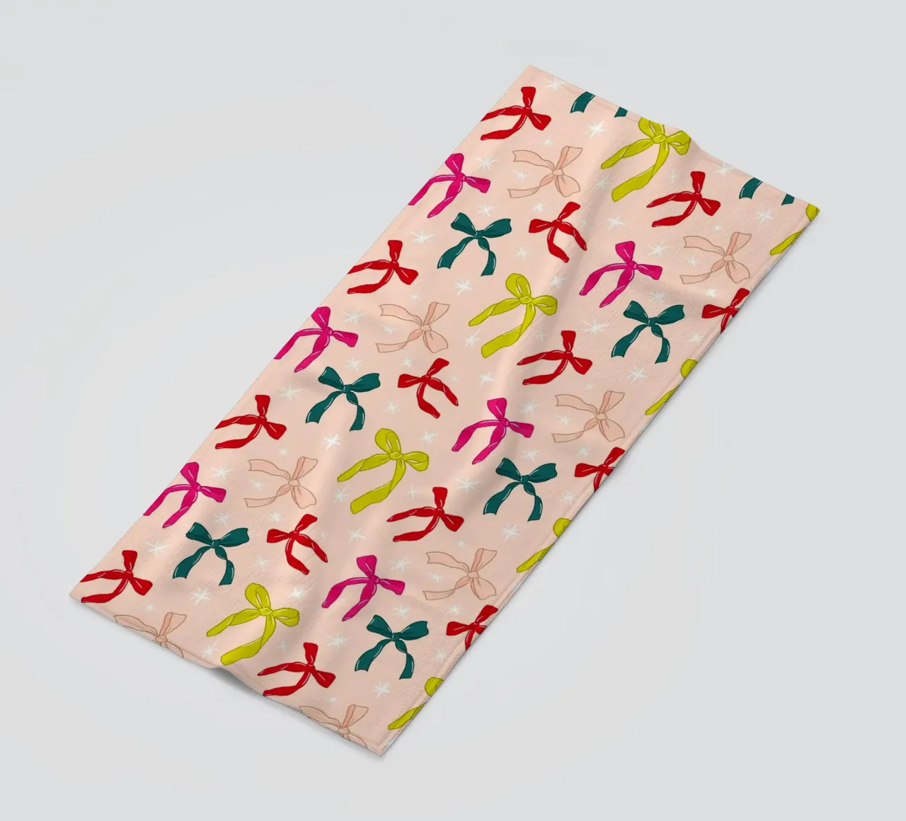 Colorful Bows Pattern on Soft Peach Background telo mare da showmemars