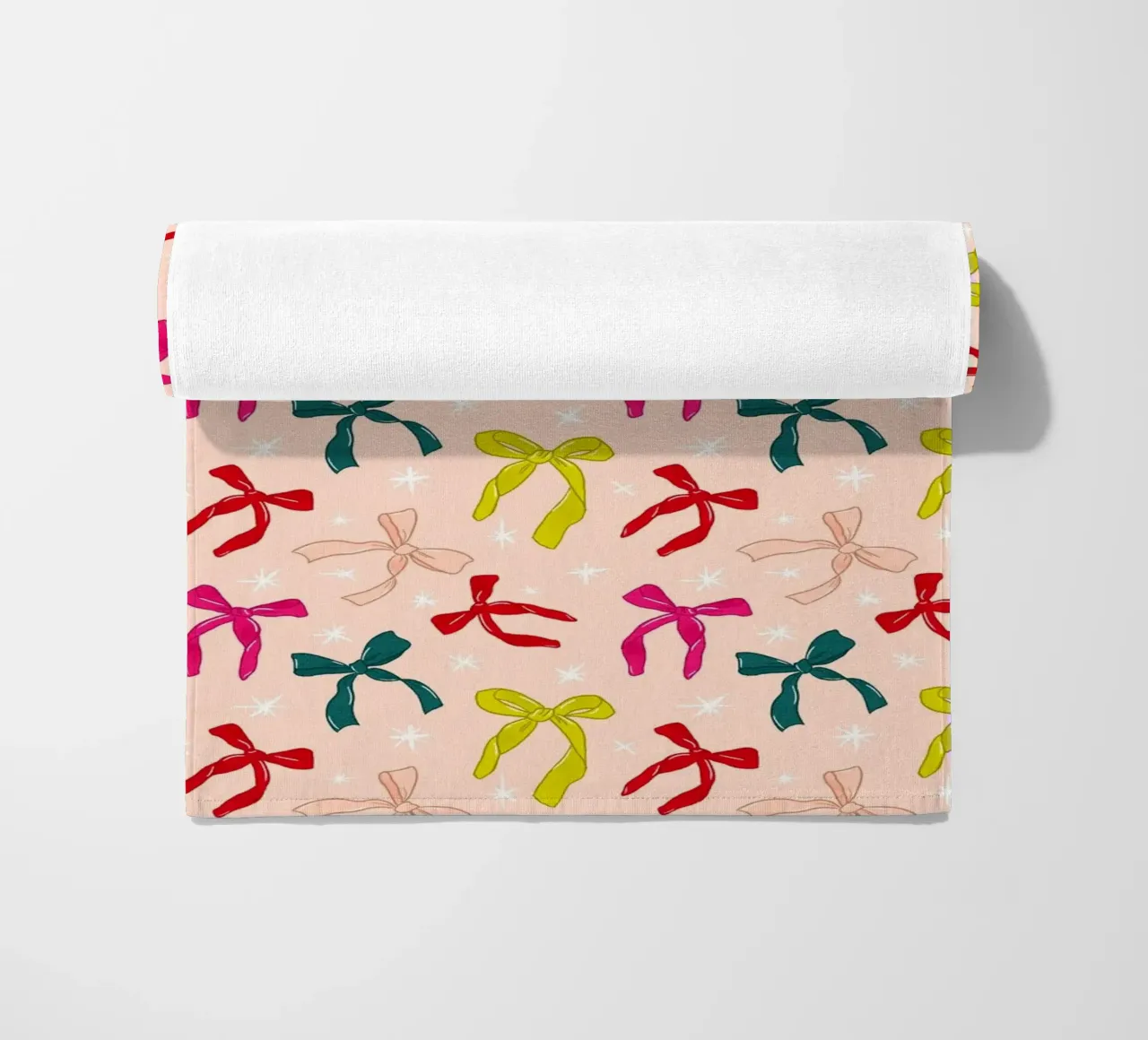 Colorful Bows Pattern on Soft Peach Background telo mare da showmemars