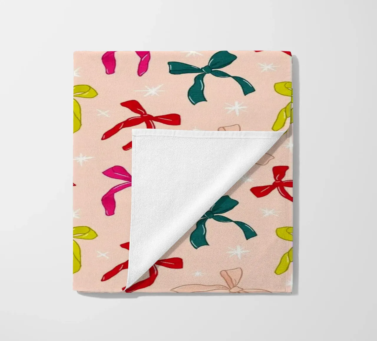 Colorful Bows Pattern on Soft Peach Background telo mare da showmemars