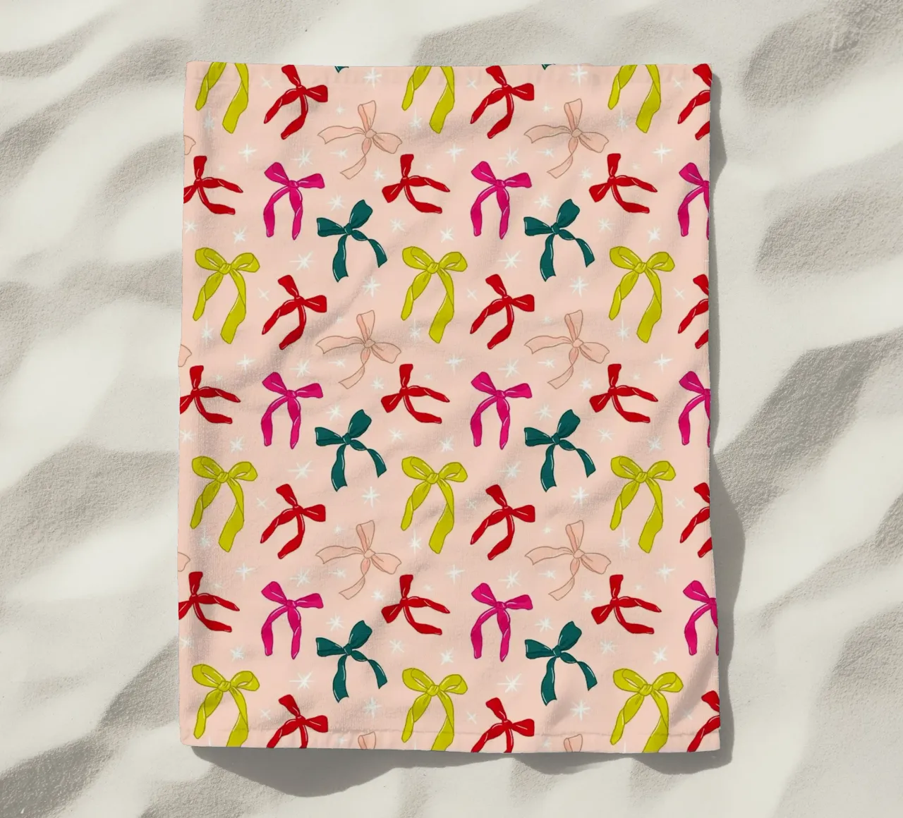 Colorful Bows Pattern on Soft Peach Background telo mare da showmemars