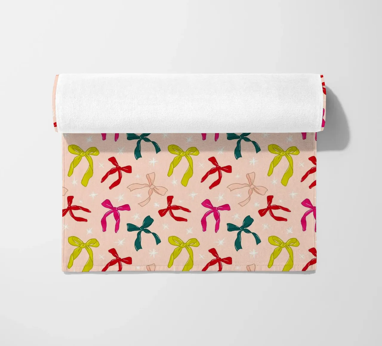 Colorful Bows Pattern on Soft Peach Background telo mare da showmemars