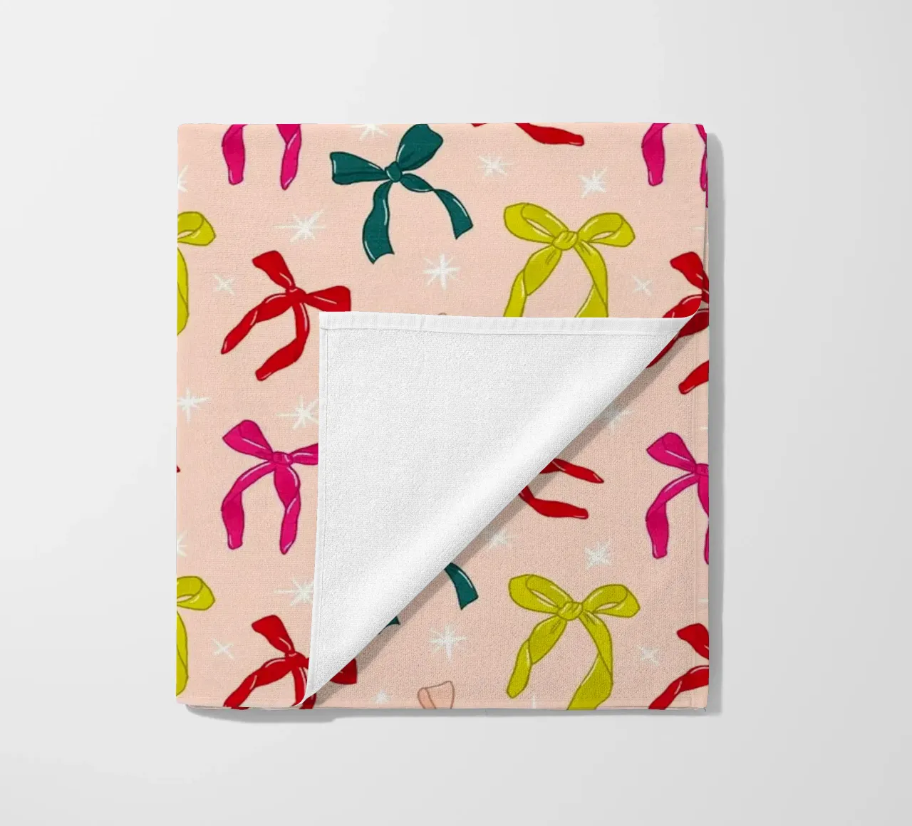 Colorful Bows Pattern on Soft Peach Background telo mare da showmemars