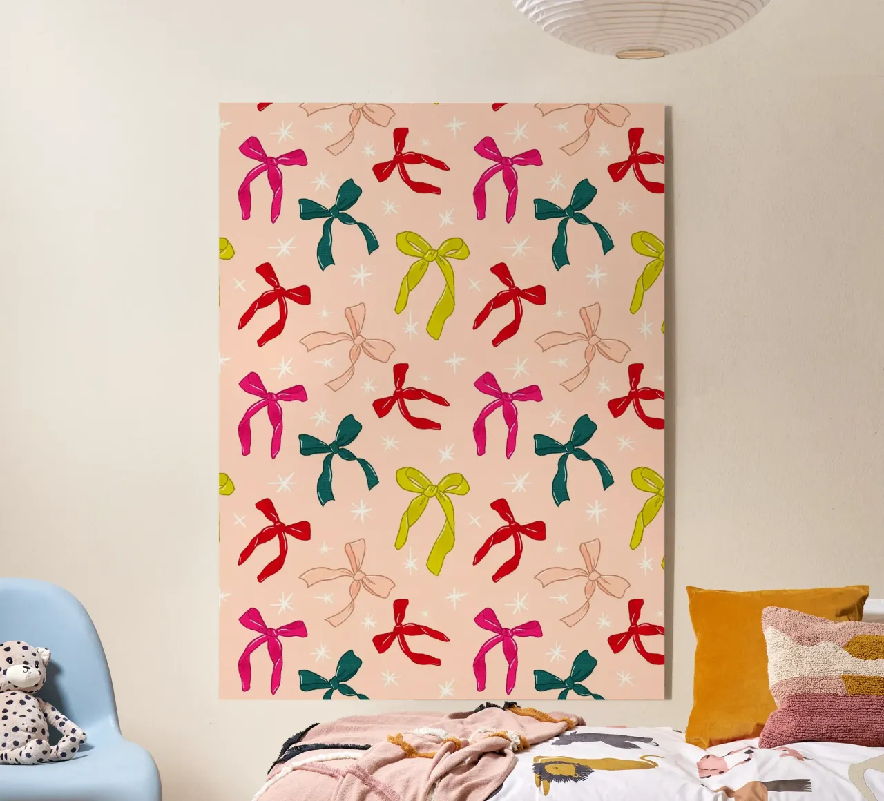 Colorful Bows Pattern on Soft Peach Background plexiglass da showmemars