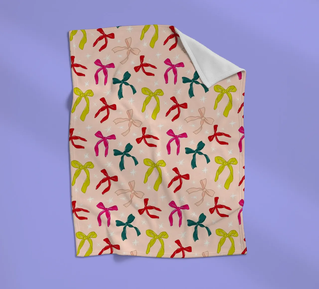 Colorful Bows Pattern on Soft Peach Background coperta in pile da showmemars