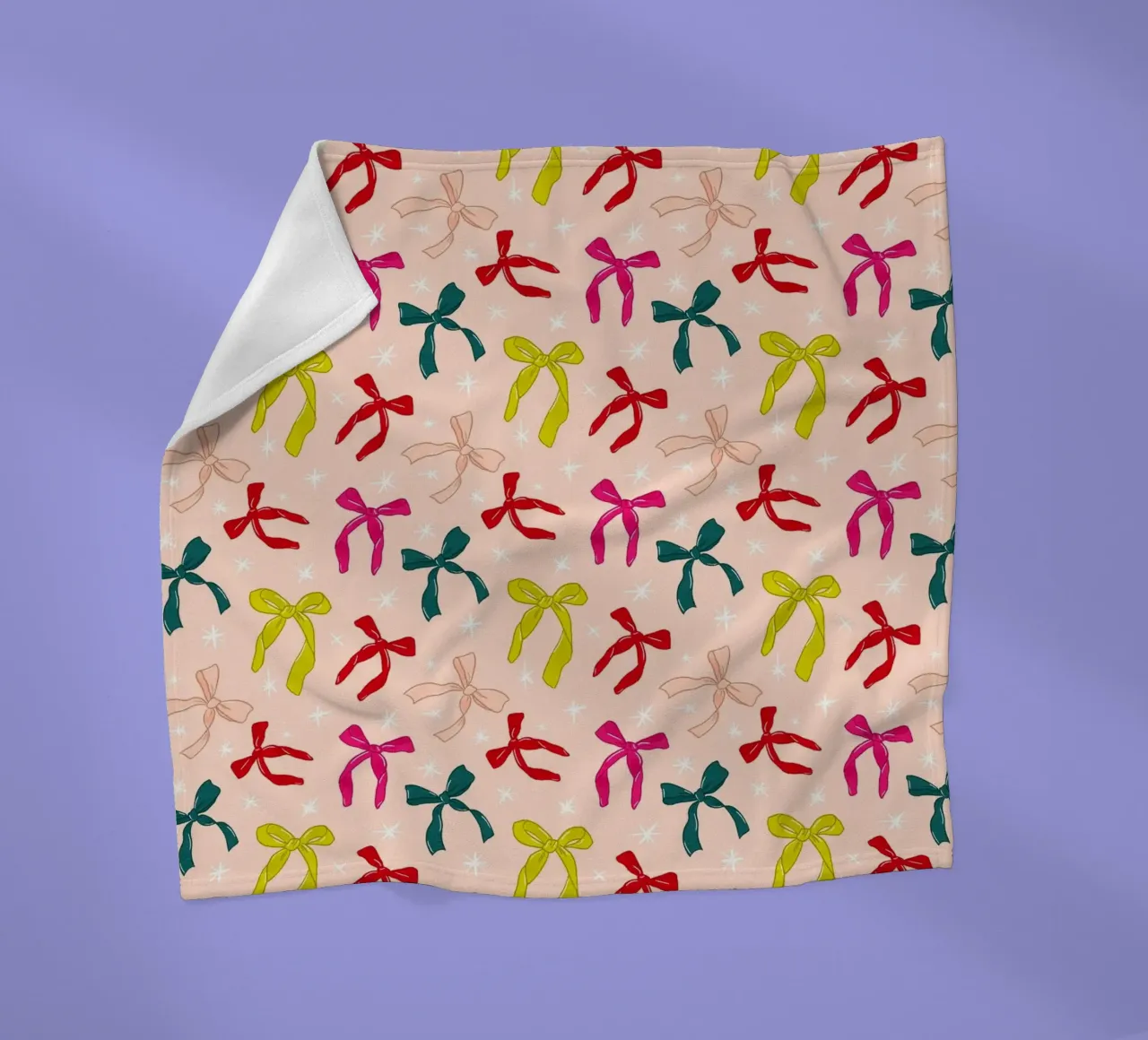 Colorful Bows Pattern on Soft Peach Background coperta in pile da showmemars