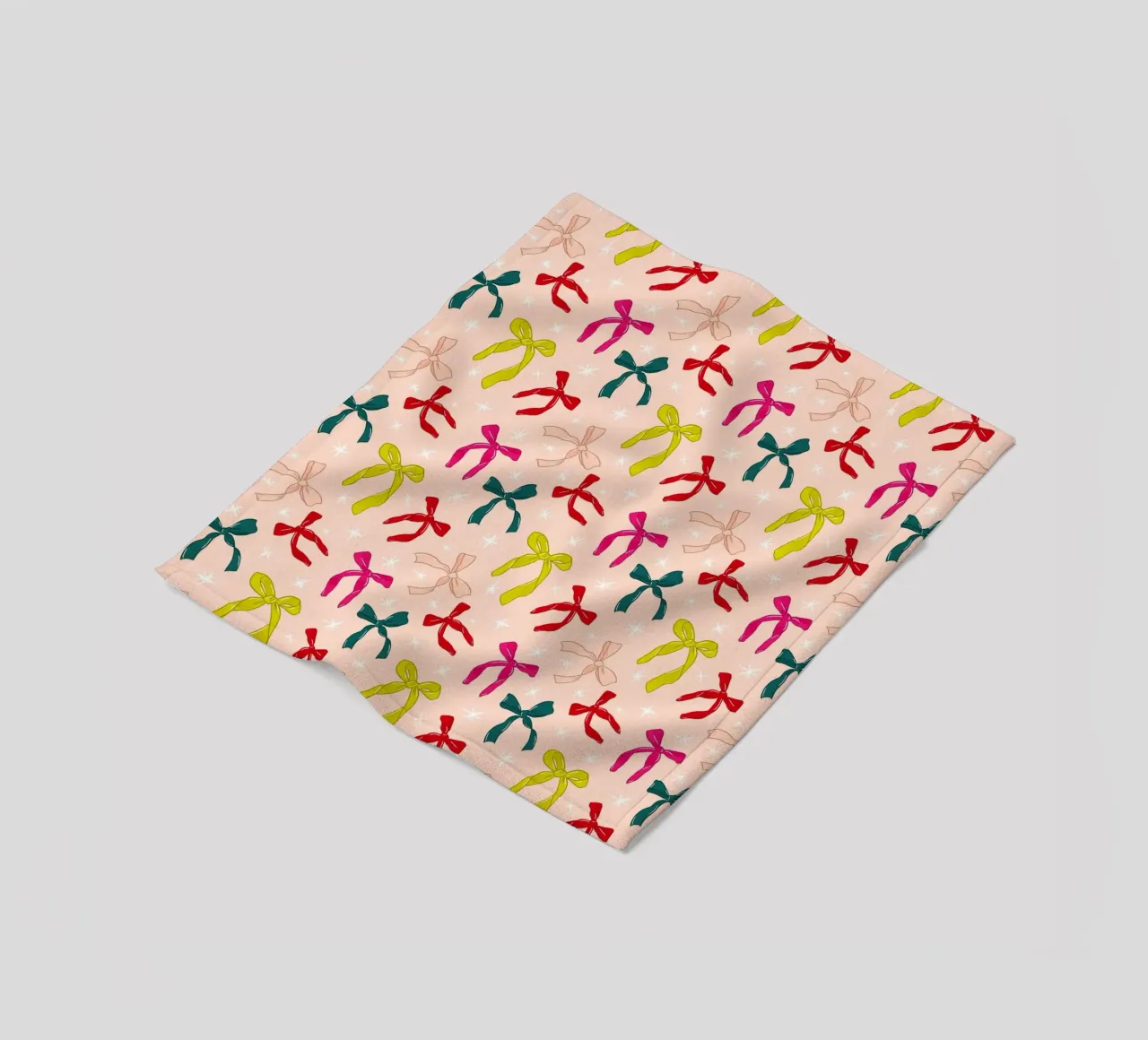 Colorful Bows Pattern on Soft Peach Background coperta in pile da showmemars