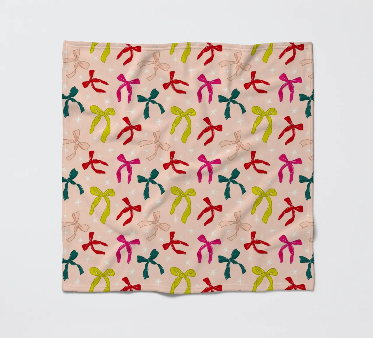 Colorful Bows Pattern on Soft Peach Background coperta in pile da showmemars