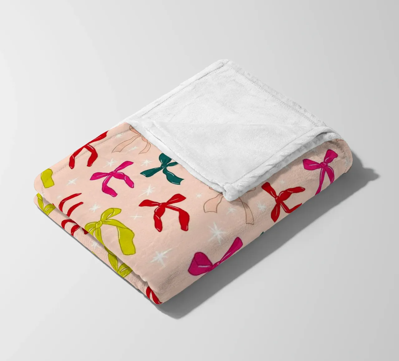 Colorful Bows Pattern on Soft Peach Background coperta in pile da showmemars