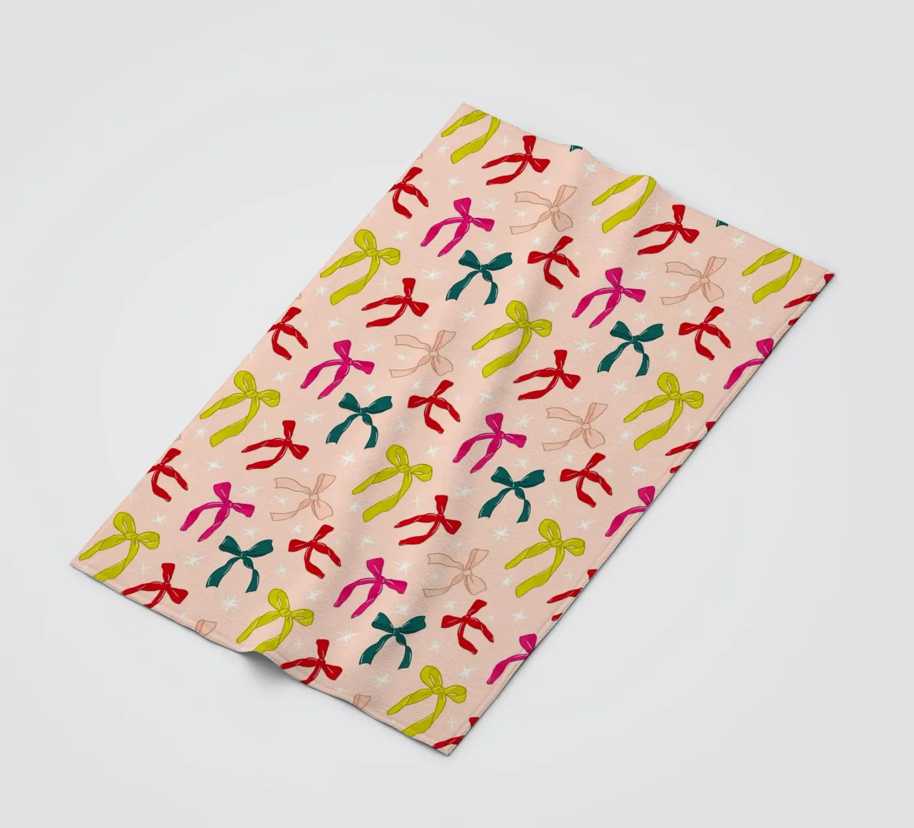 Colorful Bows Pattern on Soft Peach Background coperta in pile da showmemars