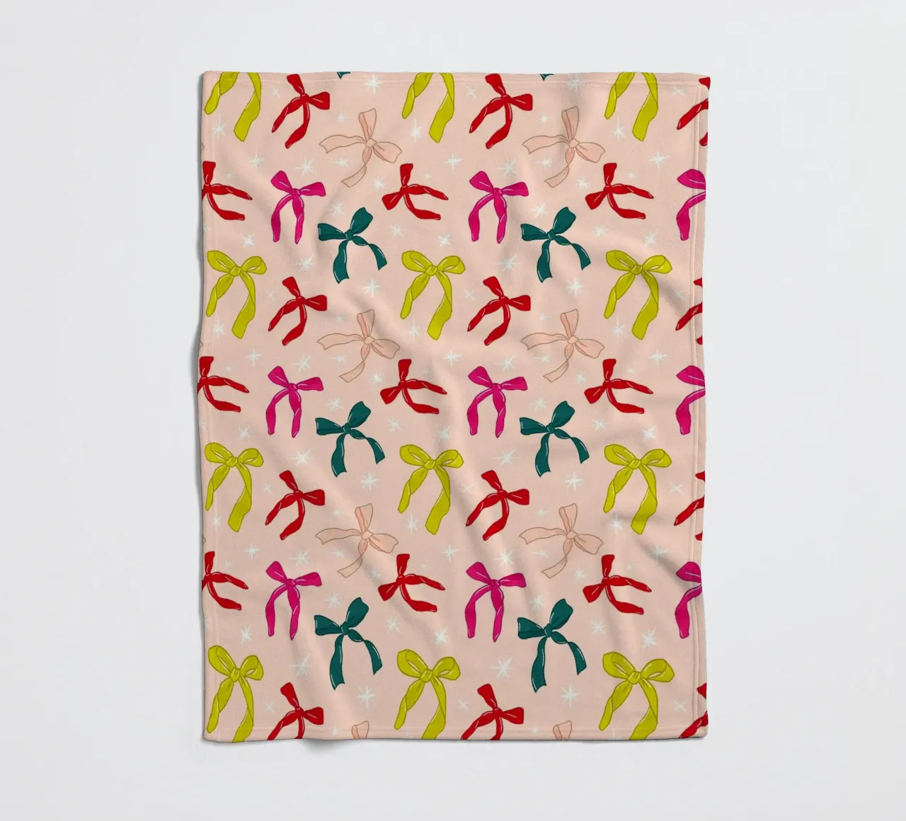 Colorful Bows Pattern on Soft Peach Background coperta in pile da showmemars
