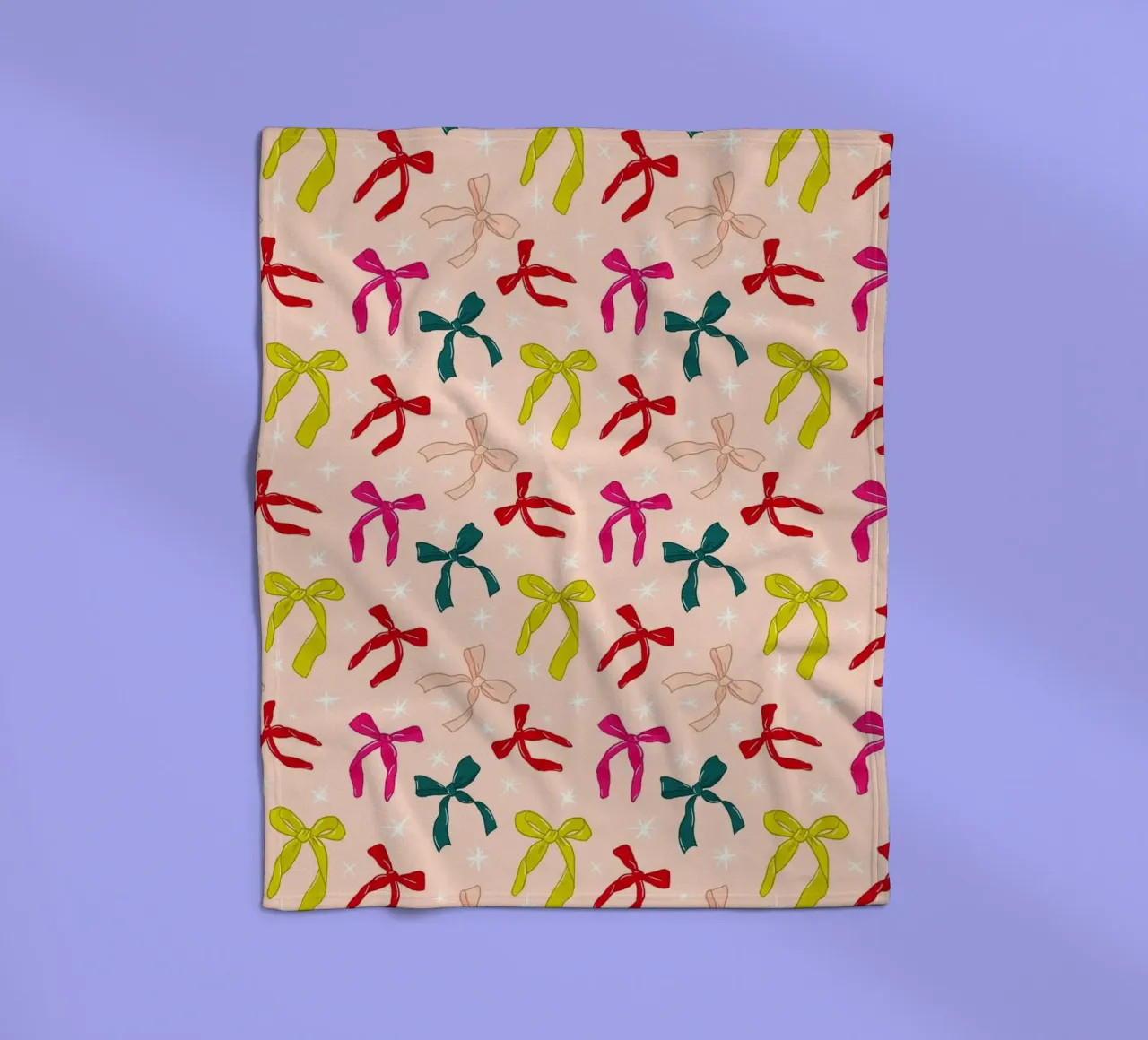 Colorful Bows Pattern on Soft Peach Background coperta in pile da showmemars