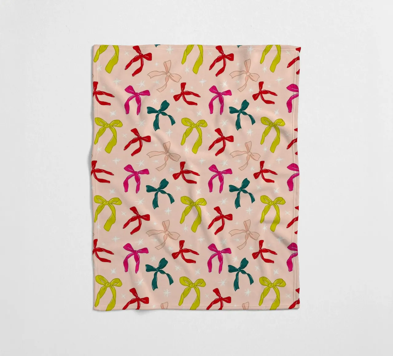 Colorful Bows Pattern on Soft Peach Background coperta in pile da showmemars